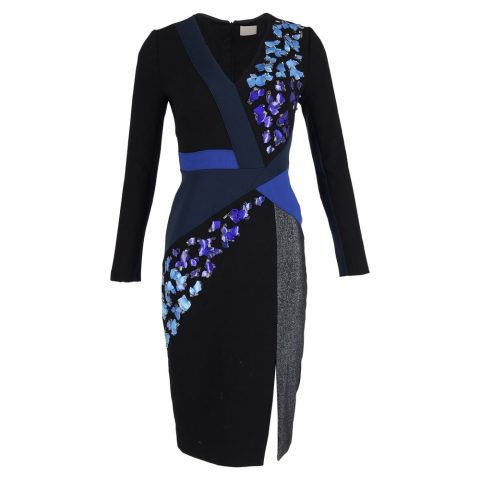 Peter Pilotto Aro Midi Dress in Black Virgin Wool