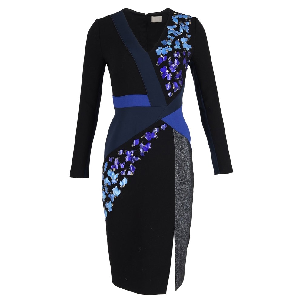 Peter Pilotto Aro Midi Dress in Black Virgin Wool
