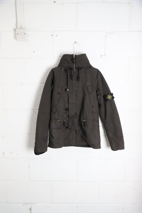 Stone Island Hooded Jacket in Brown Polyester
