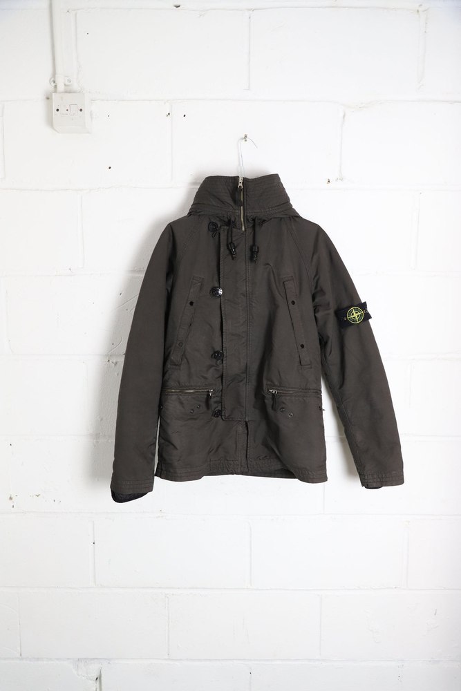 Stone Island Hooded Jacket in Brown Polyester