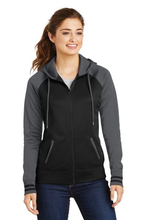Sport-Tek Women’s Sport-Wick Varsity Fleece Full-Zip Hooded Jacket. LST236