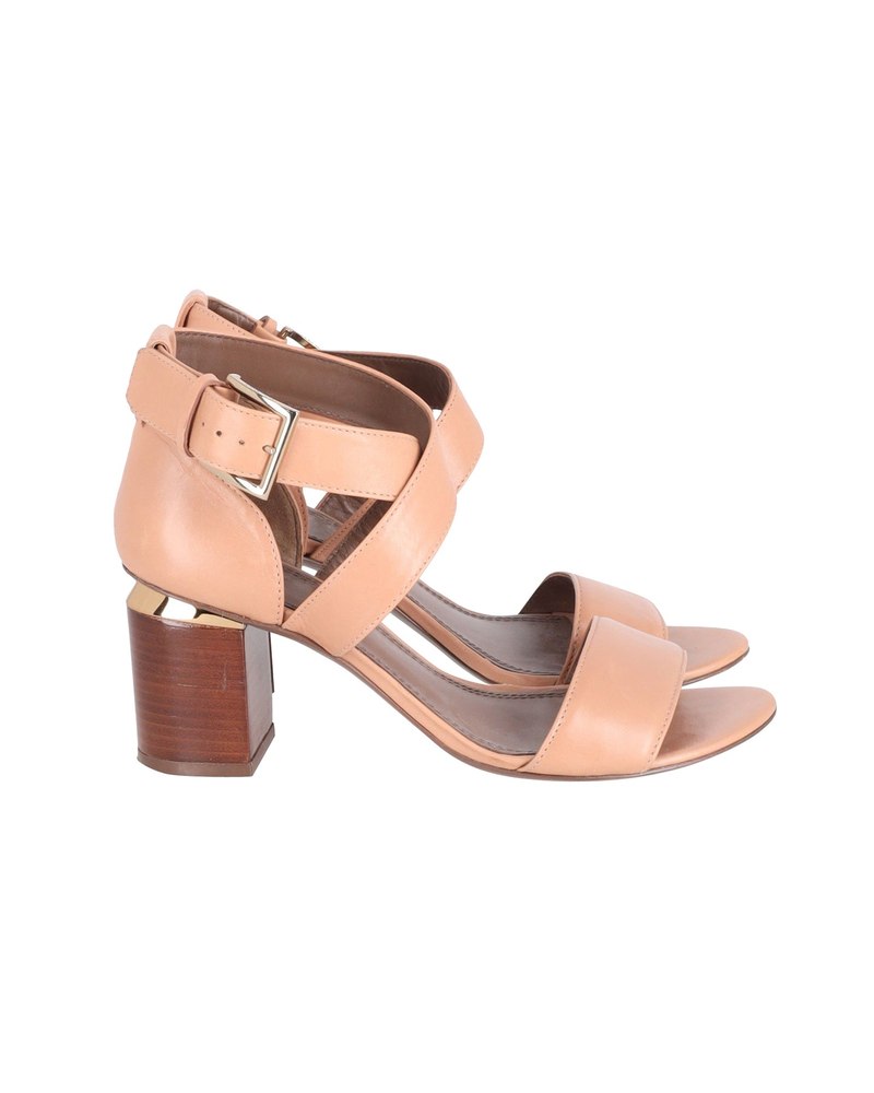 Tory Burch Jones 70mm Block Heel Sandals in Beige Leather