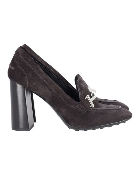 Tod’s Heeled Loafers in Black Suede