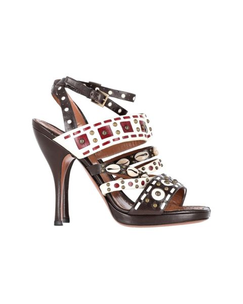 Alaïa Embellished Woven Sandals in Brown Leather