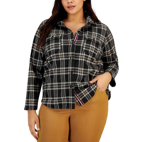 Plus Plaid Cold Weather Shirt Jacket