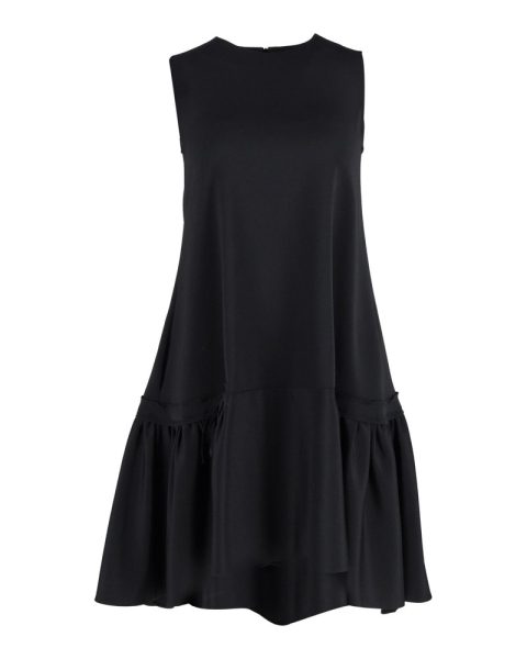 Victoria Beckham Ruffle-Hem Poplin Dress in Black Polyester