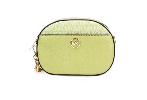 Michael Kors Jet Set Glam Sage Leather Front Pocket Oval Crossbody Women’s Handbag