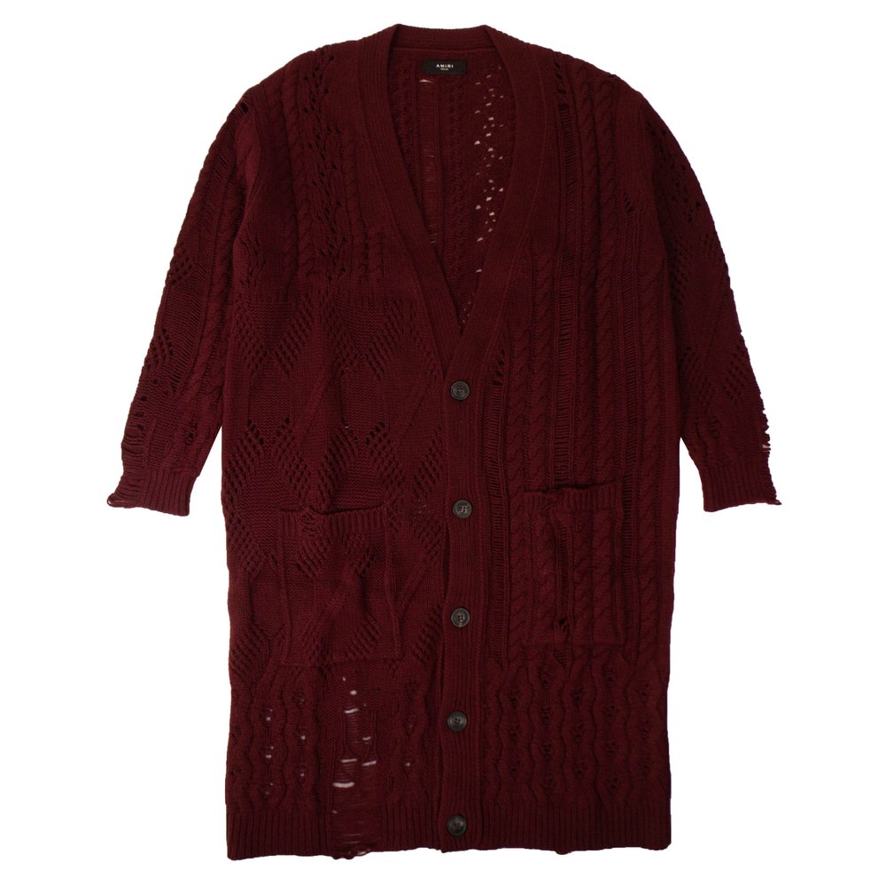 Men’s Burgundy Oversized Multipoint Cardigan Sweater