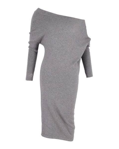 Tom Ford Off-Shoulder Dress in Grey Cashmere