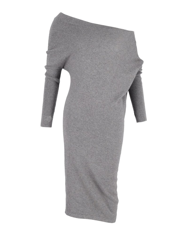 Tom Ford Off-Shoulder Dress in Grey Cashmere
