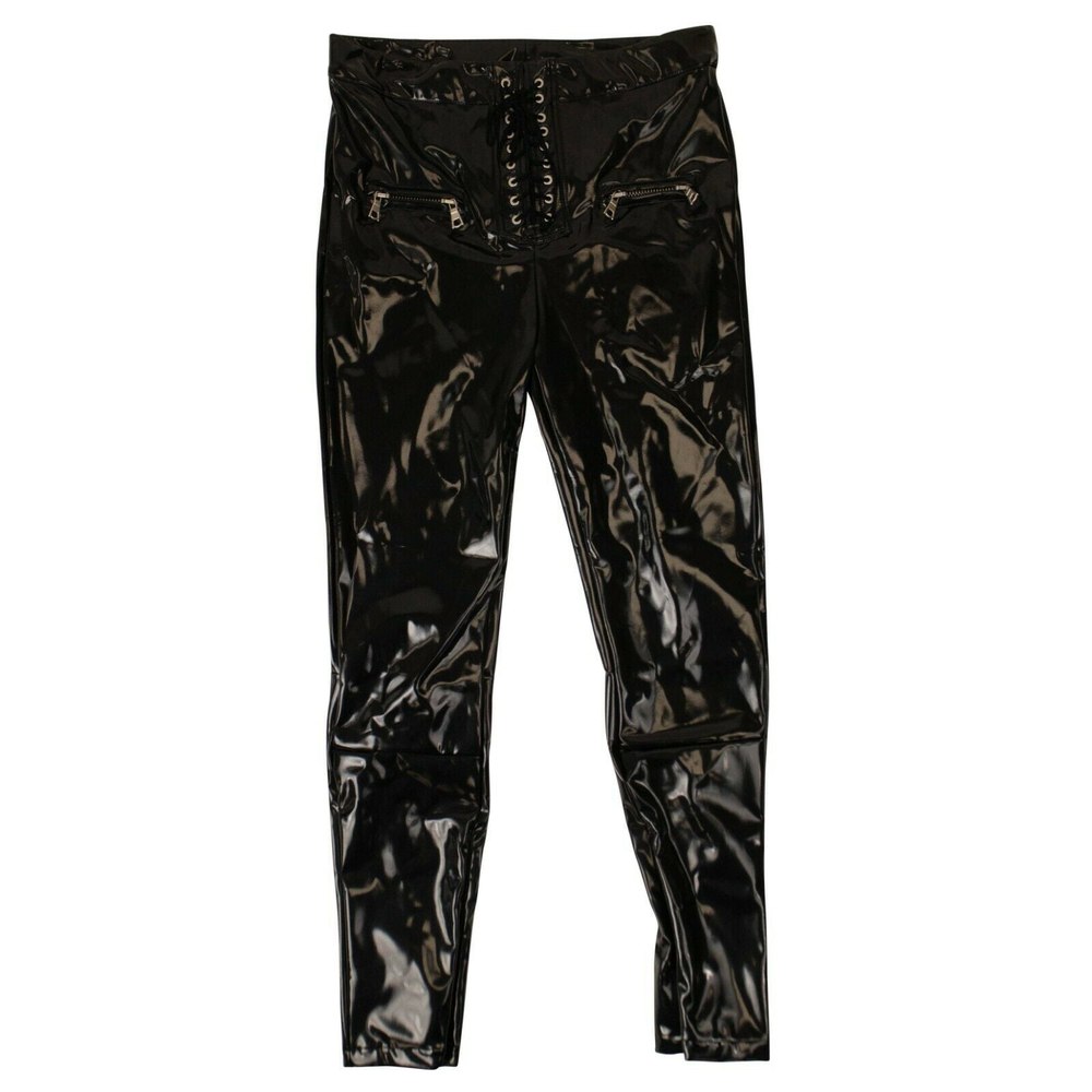 Unravel Project Latex Lace Up Pants – Black