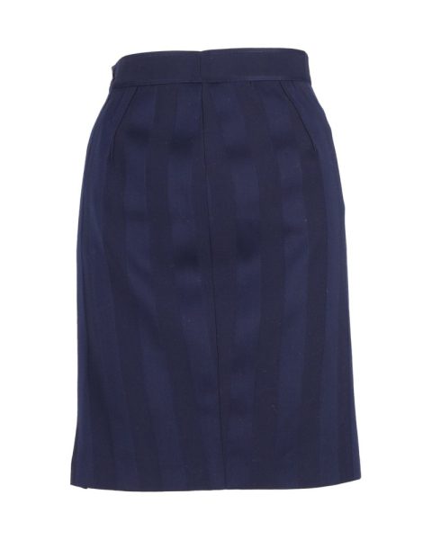Thierry Mugler Stripe Skirt in Blue Wool