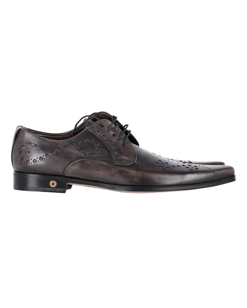 Dolce & Gabbana Perforated Pointed Derby Shoes in Brown Leather