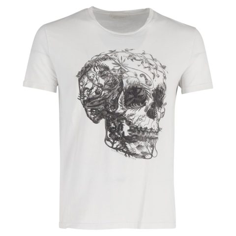 Alexander McQueen Skull T-Shirt in White Cotton