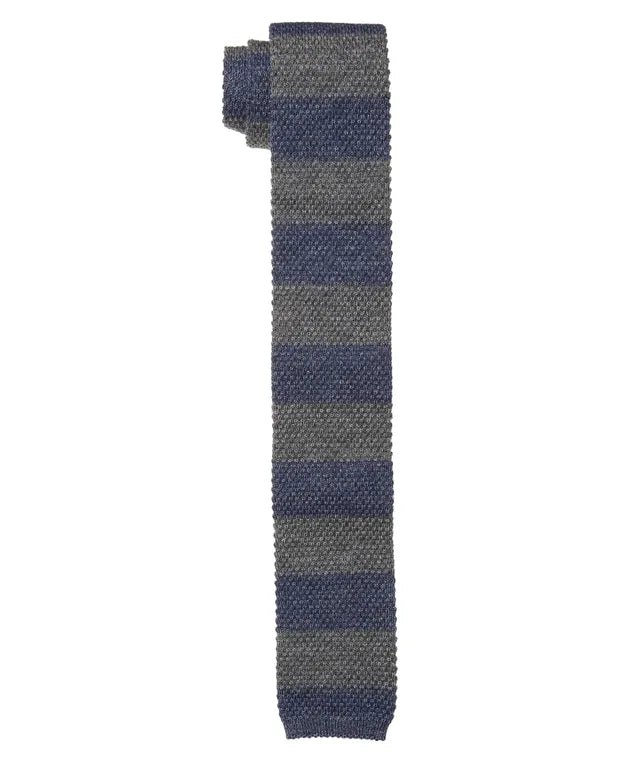 Brunello Cucinelli Dark Grey Blue Striped Square Knitted Men’s Tie