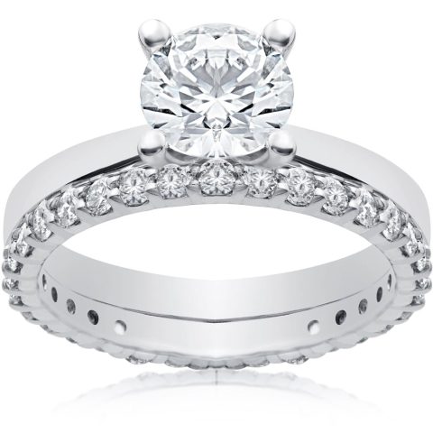 1 3/4 ct Lab Created Eco Freindly Diamond Engagement Ring & Matching Eternity