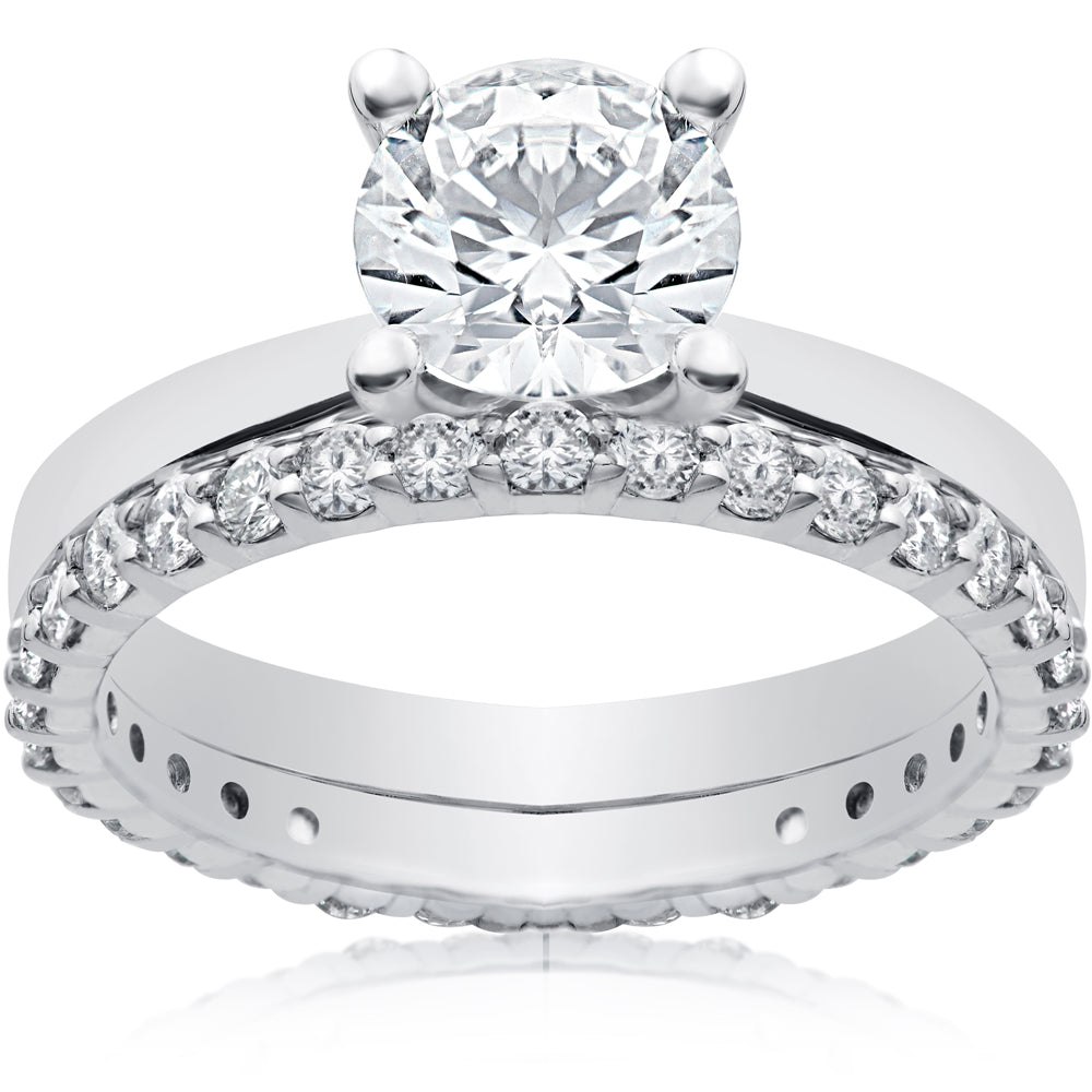 1 3/4 ct Lab Created Eco Freindly Diamond Engagement Ring & Matching Eternity