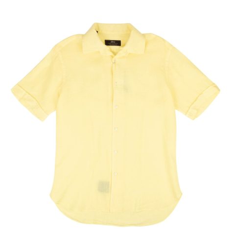 Brioni Linen Slim Fit Short Sleeves Casual Shirt – Yellow