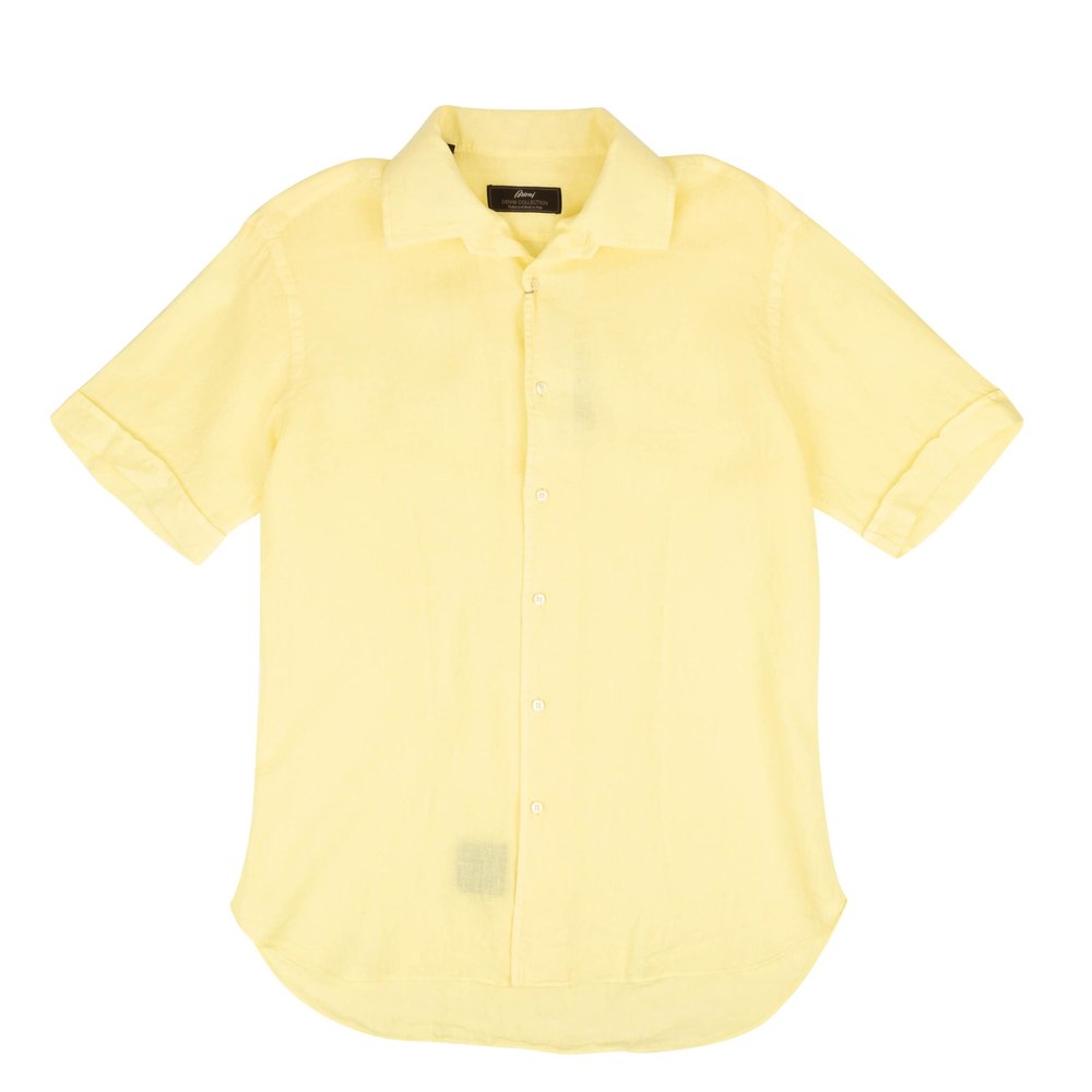 Brioni Linen Slim Fit Short Sleeves Casual Shirt – Yellow