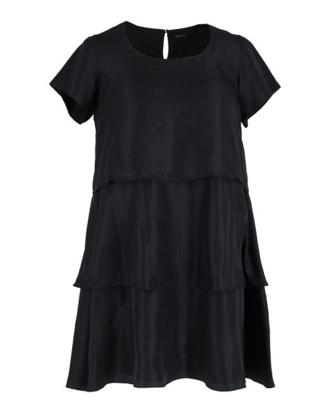 Joseph Tiered Mini Dress in Black Silk Cotton