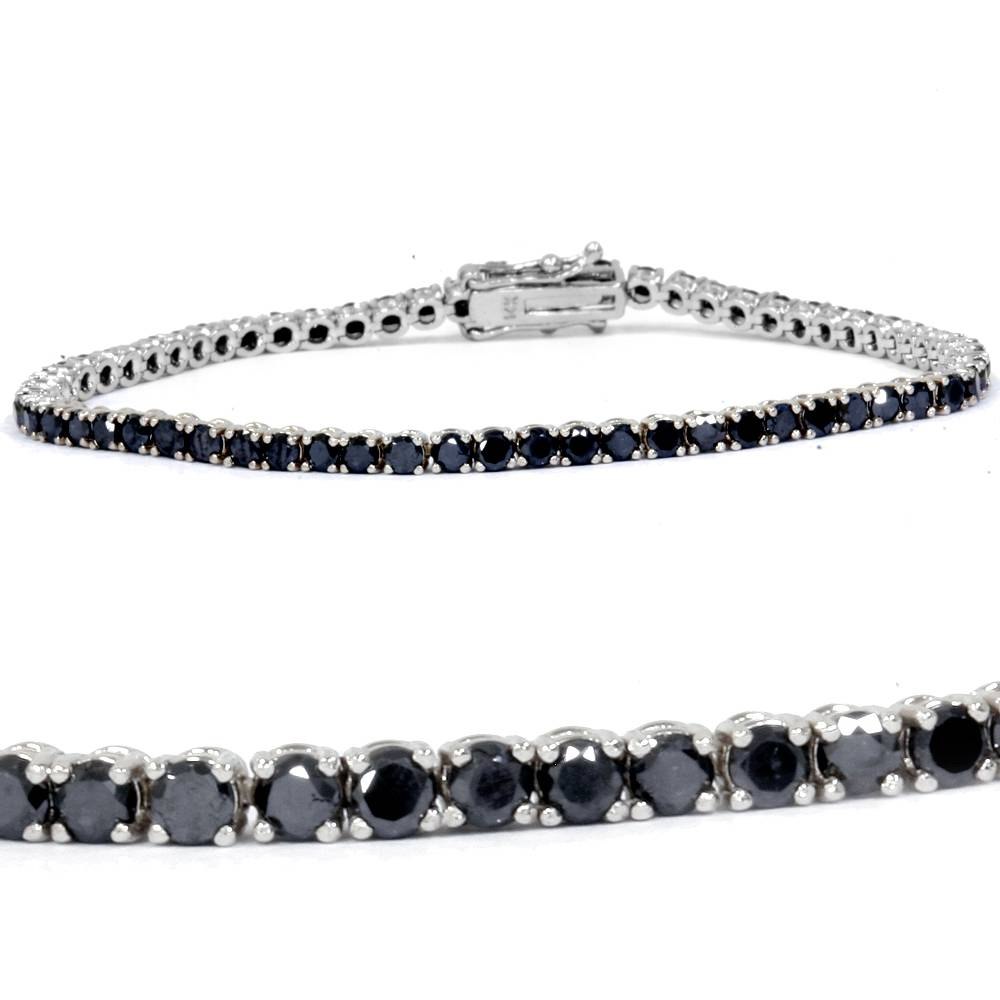 3ct Black Diamond Tennis Bracelet 14K White Gold 7