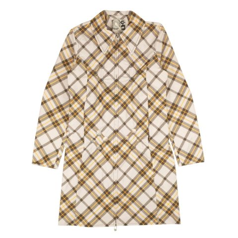 Stefan Cooke Studded Tartan Print Coat – White/Yellow