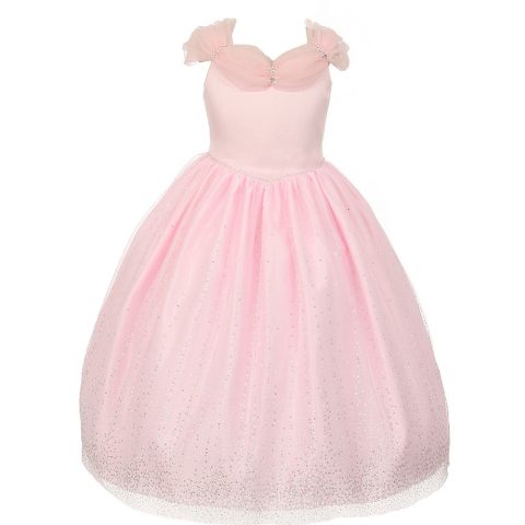 Little Girls Pink Rhinestones Sparkly Tulle Tiara Princess Dress 2-6