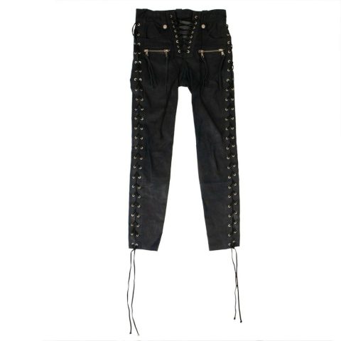 Unravel Project Leather Side Lace Up Skinny Pants – Blue