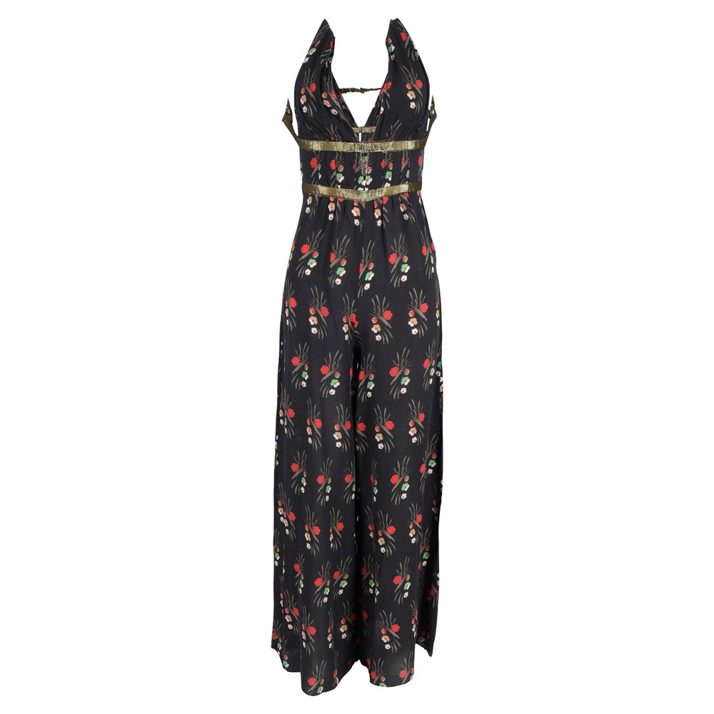 Rixo Floral Wideleg Jumpsuit in Black Silk