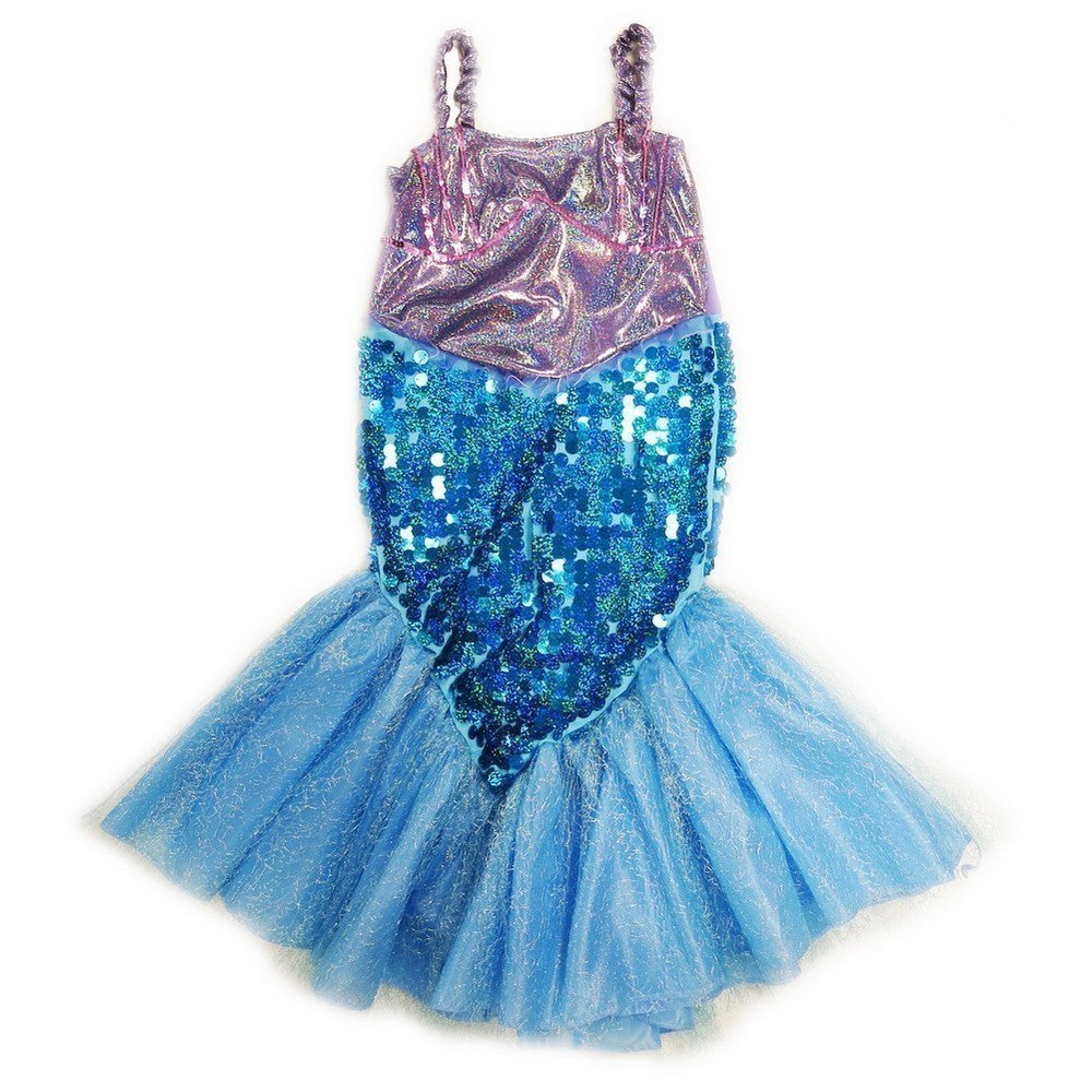 Girls Purple Blue Sequin Halloween Mermaid Dress S (4-6)-L (10-12)