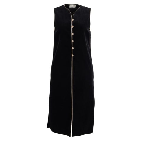 Saint Laurent Fall 1976 Russian Collection Tunic Caftan Vest Dress in Black Velvet