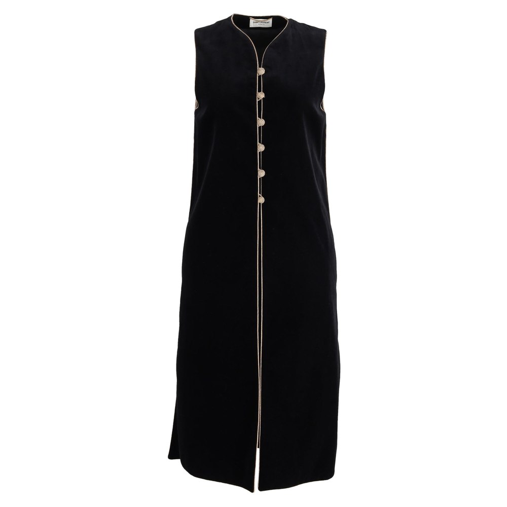 Saint Laurent Fall 1976 Russian Collection Tunic Caftan Vest Dress in Black Velvet