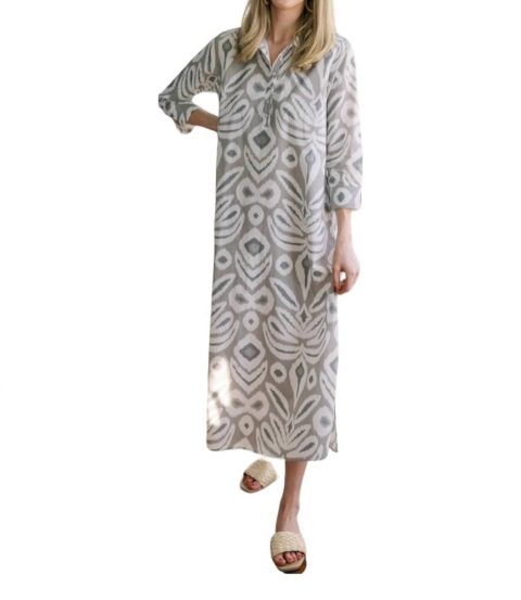 Sara Ikat Long Tunic Dress In Neutral