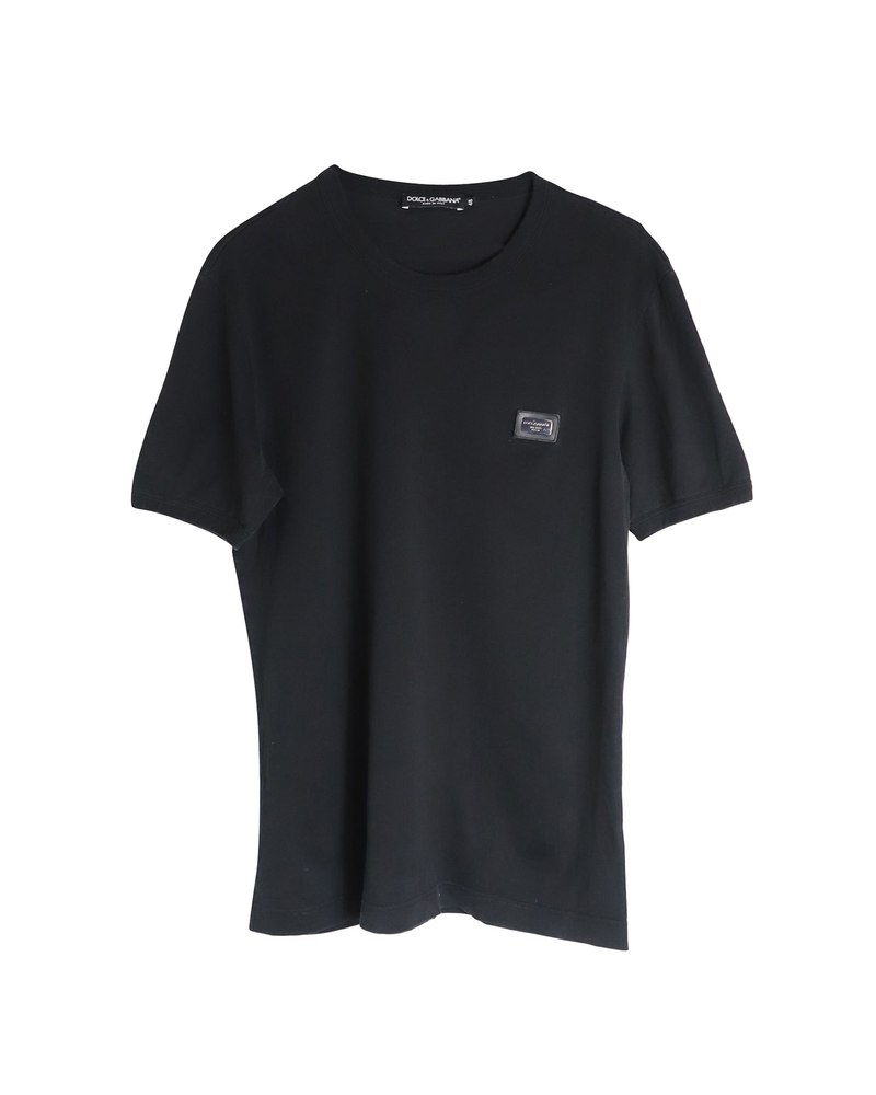 Dolce & Gabbana Logo Plaque T-shirt in Black Cotton