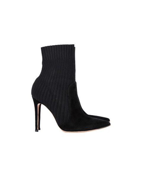 Gianvito Rossi Knitted 90 Sock Boots in Black Suede