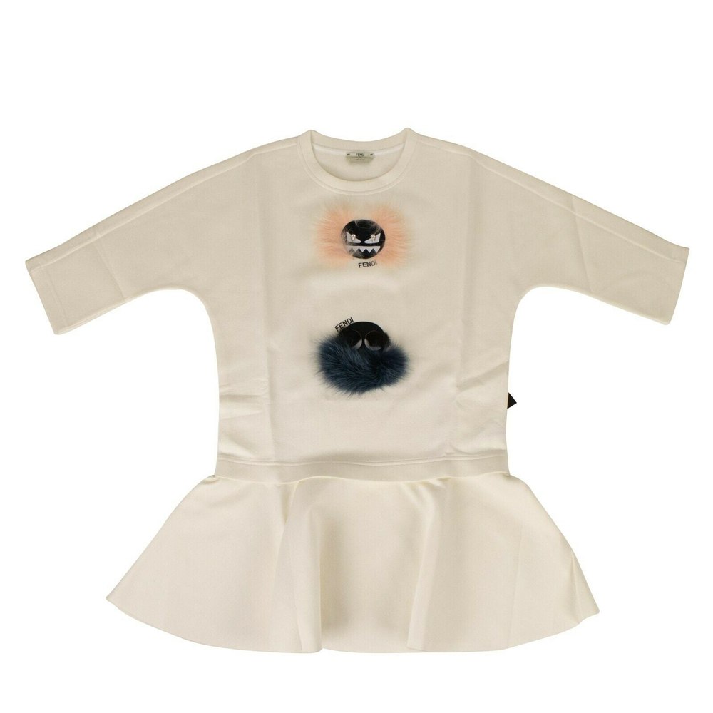 Fendi Fur Bugs Peplum Top – Ivory