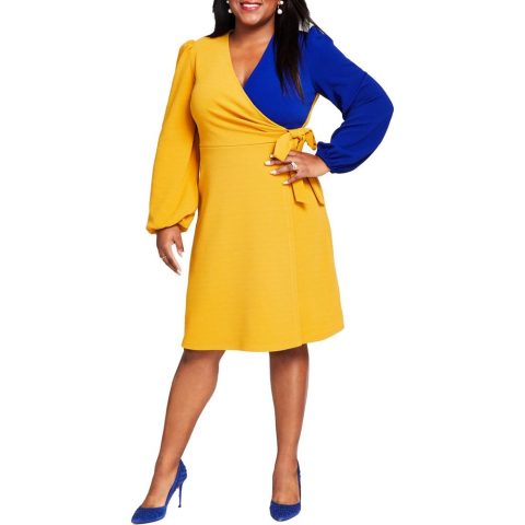 Surplice Ruched Sheath Dress