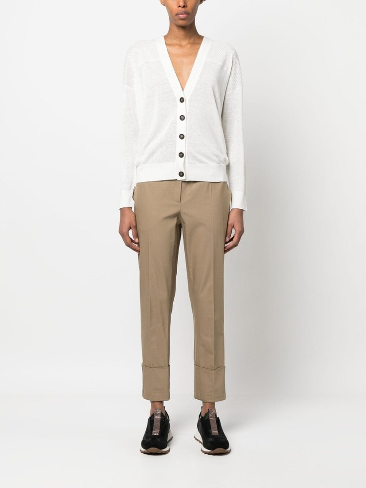 Brunello Cucinelli Women’s Cardigan In White with Shoulder Sequin Detail