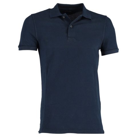 Tom Ford Button-Up Polo Shirt in Navy Blue Cotton