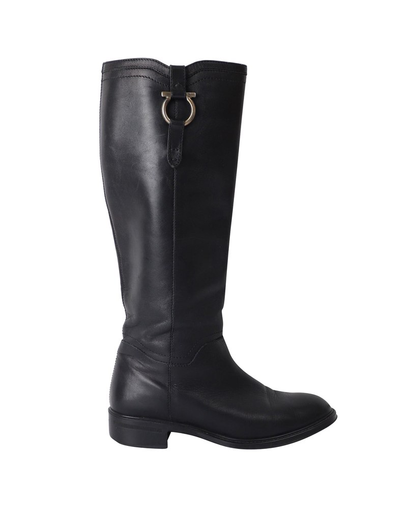 Salvatore Ferragamo Fersea Riding Boots in Black Leather