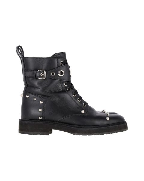 Fendi Studded FF Biker Boots in Black Leather