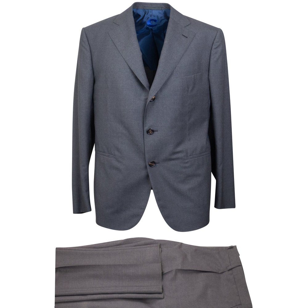 Grey Wool Single Breasted Suit