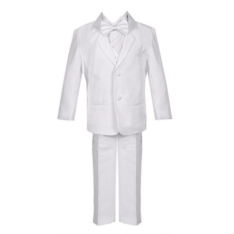 Little Boys White 5pc Classic Vest Jacket Pants Special Occasion Tuxedo Suit 2-7