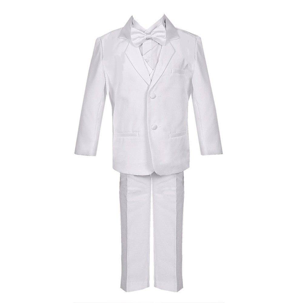 Little Boys White 5pc Classic Vest Jacket Pants Special Occasion Tuxedo Suit 2-7