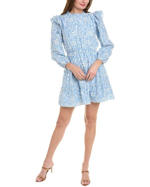 Sail to Sable Ruffle Neck Silk-Blend Mini Dress
