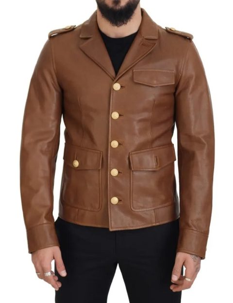 Dolce & Gabbana Calfskin Button Down Blouson Men’s Jacket (Pre-Owned)