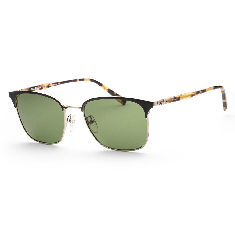Ferragamo Men’s 54mm Black and Shiny Gold Sunglasses
