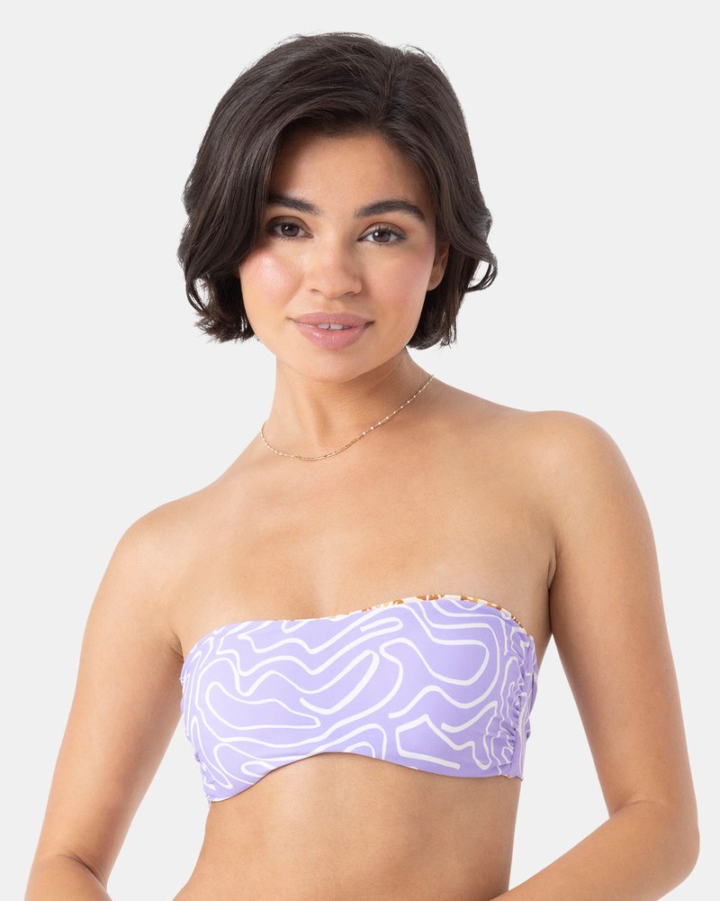 Roxy Sunshine State of Mind Reversible Bandeau Bikini Top – Women’s