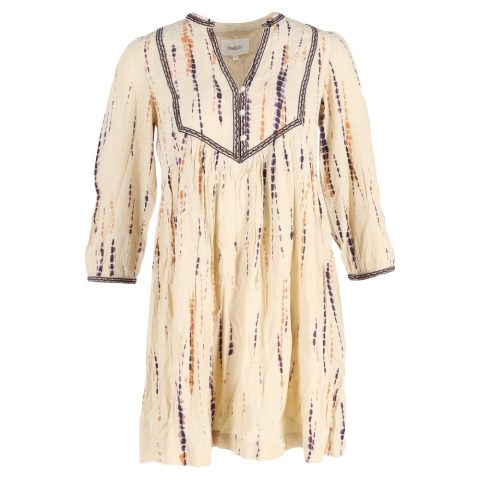 Ba&Sh Printed Quarter-Sleeve Mini Dress in Cream Viscose