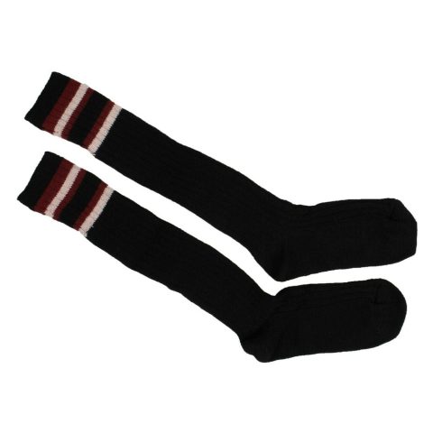 Palm Angels Ribbed Stiped Knee High Socks – Black/Bordeaux